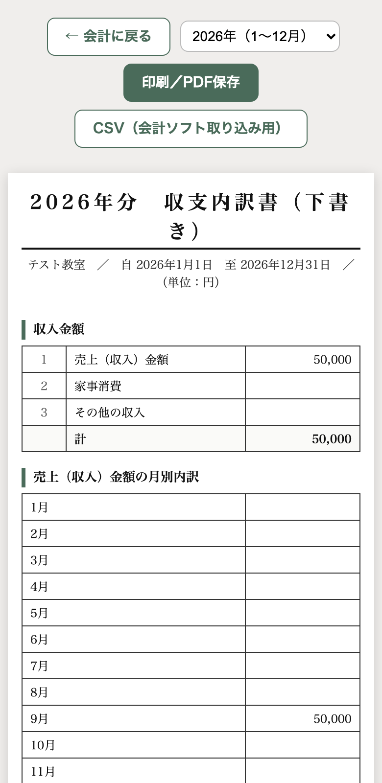 収支内訳書（下書き）
